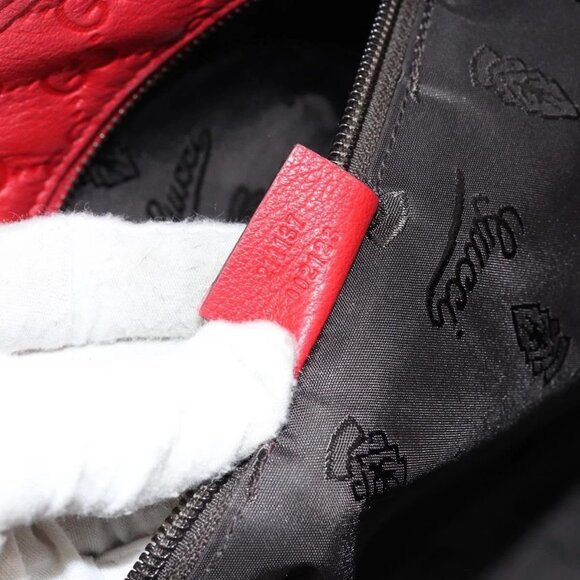 GUCCI GG Canvas Guccissima Tote Bag Leather Gold Red 211137 Auth 146617 - Picture 10 of 16